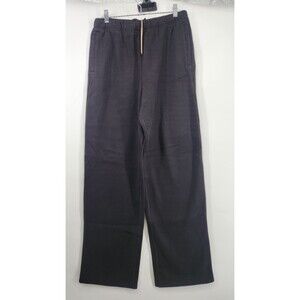 NWT Skims Women's Small Onyx Black Cotton Fleece Classic Straight Leg Pants